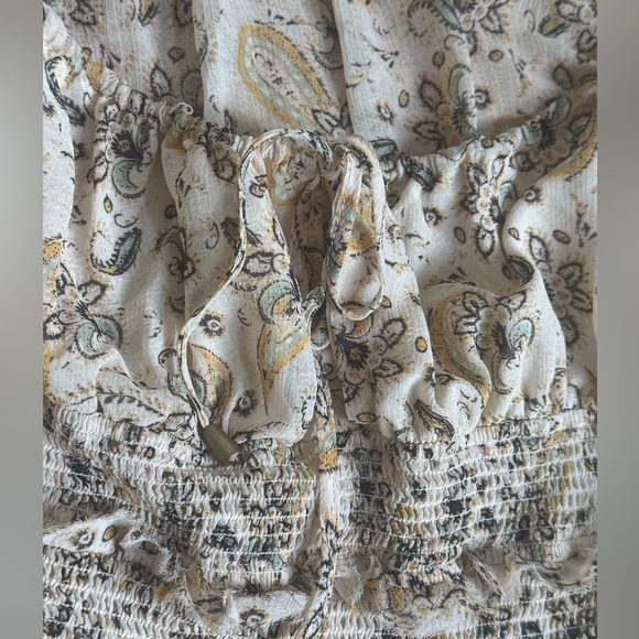 Free people new Beige combo Women's Floral Long Sleeve blouse ret:$98 sz S - Picture 5 of 10